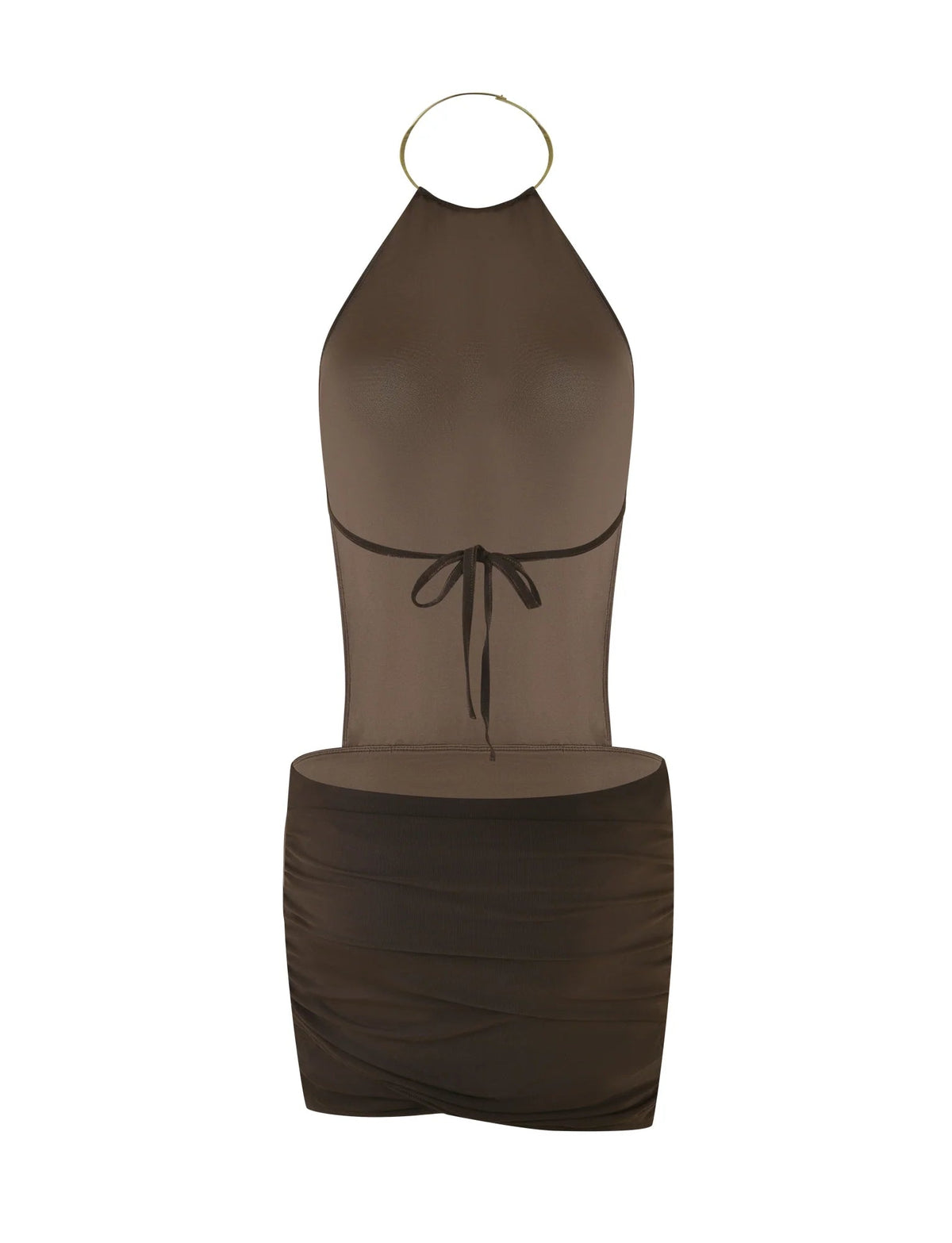 Emmalee Gold Detail Mini Dress - Brown
