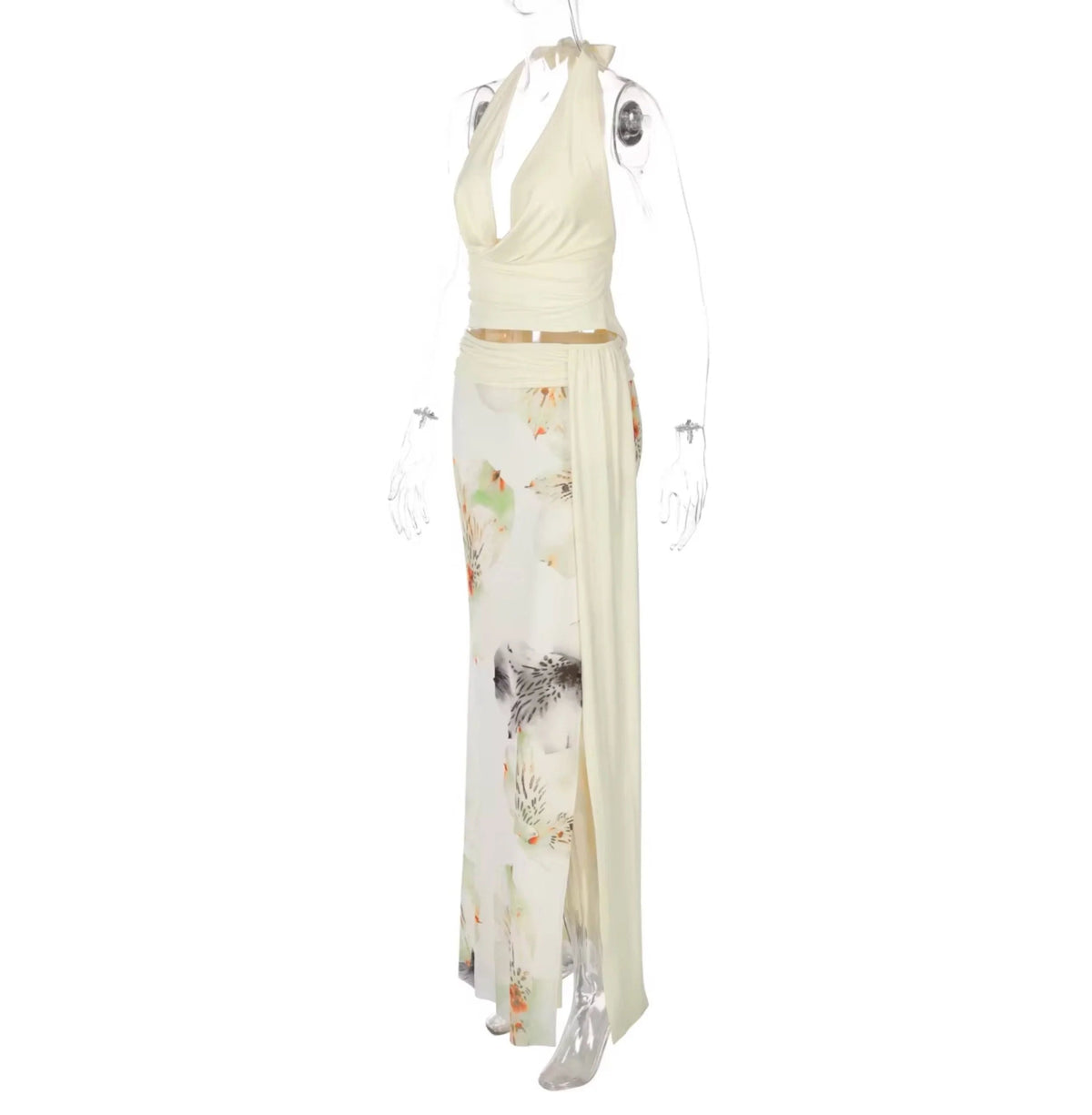 Floral Slit Maxi Skirt Set
