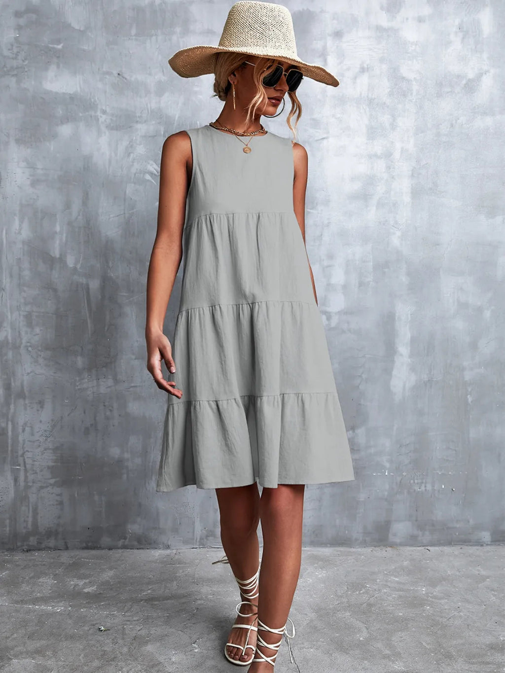 Shift Mini Dress Sleeveless Casual Flowy Chic Boho