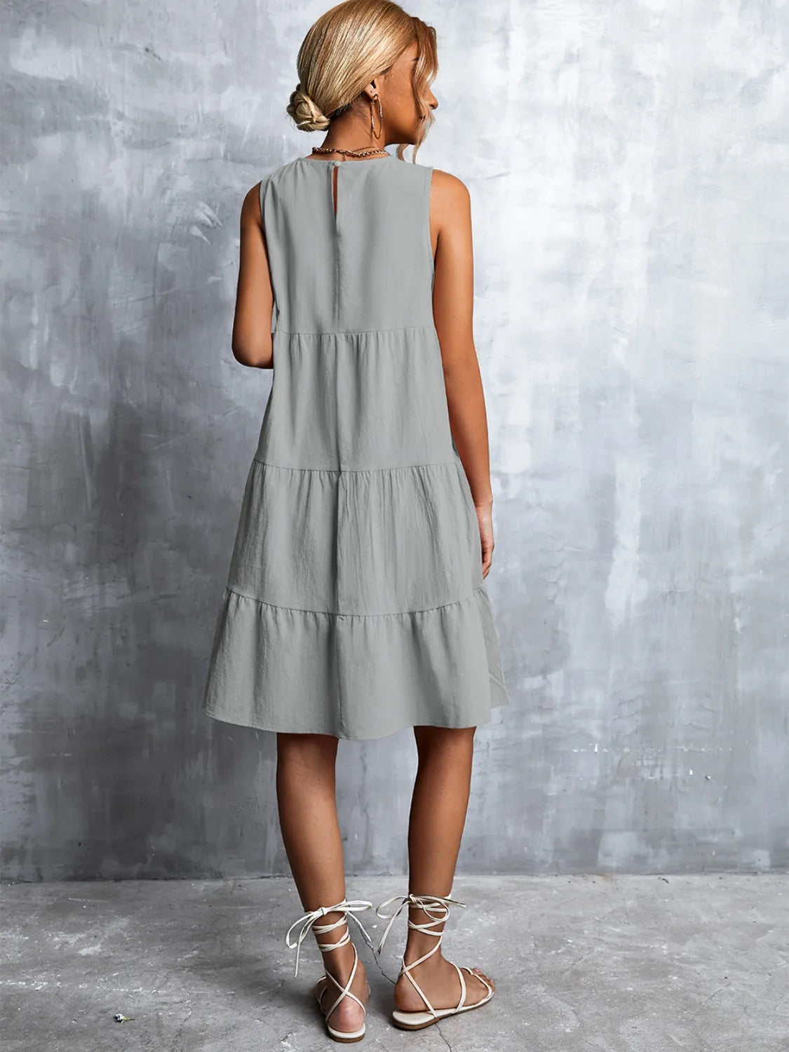 Shift Mini Dress Sleeveless Casual Flowy Chic Boho