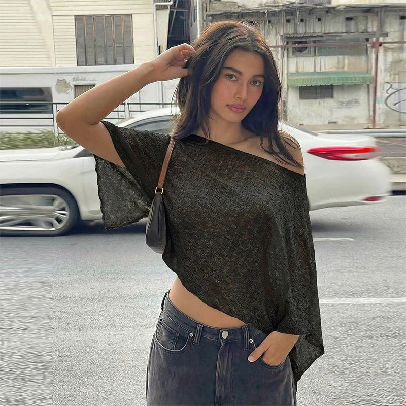 Mariamawit Asymmetric Knit Poncho Top