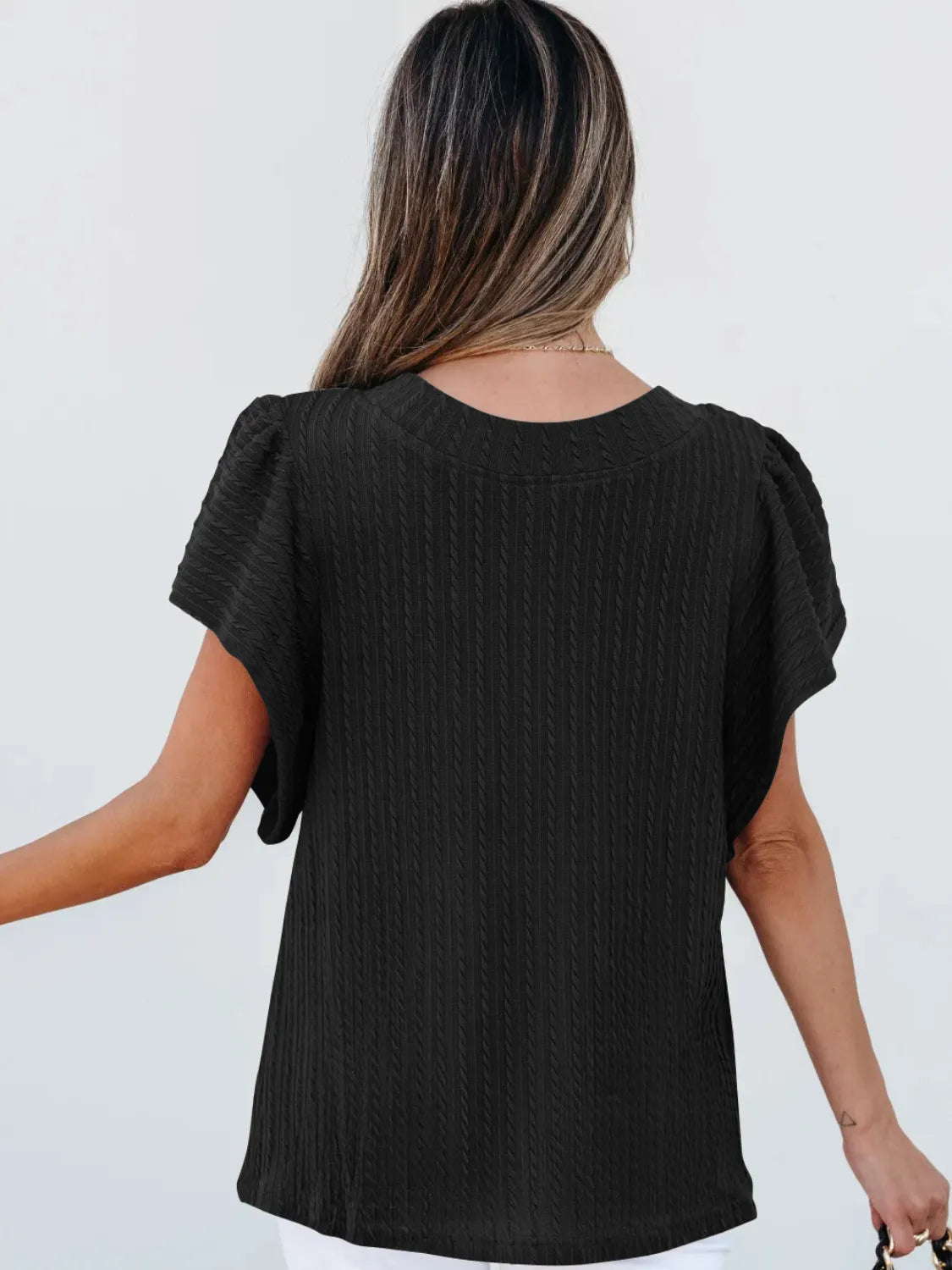 Blouse Top Casual Chic Boho Ruffle Sleeve Knit Elegant