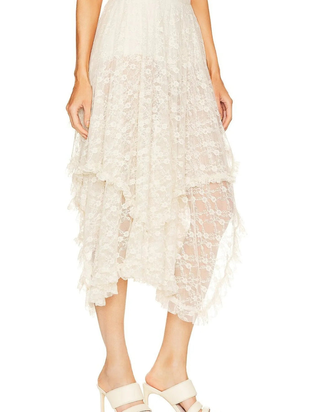 Asymmetrical Lace Midi Skirt for Women