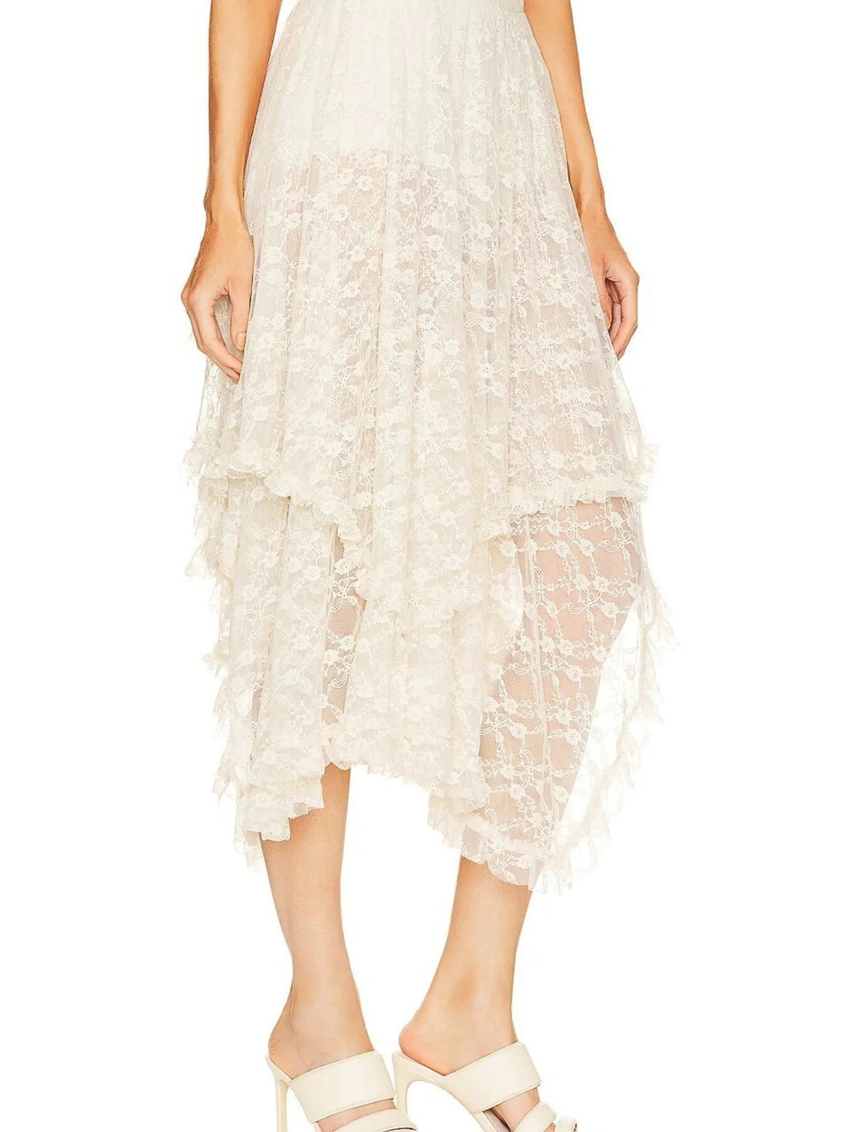 Asymmetrical Lace Midi Skirt for Women
