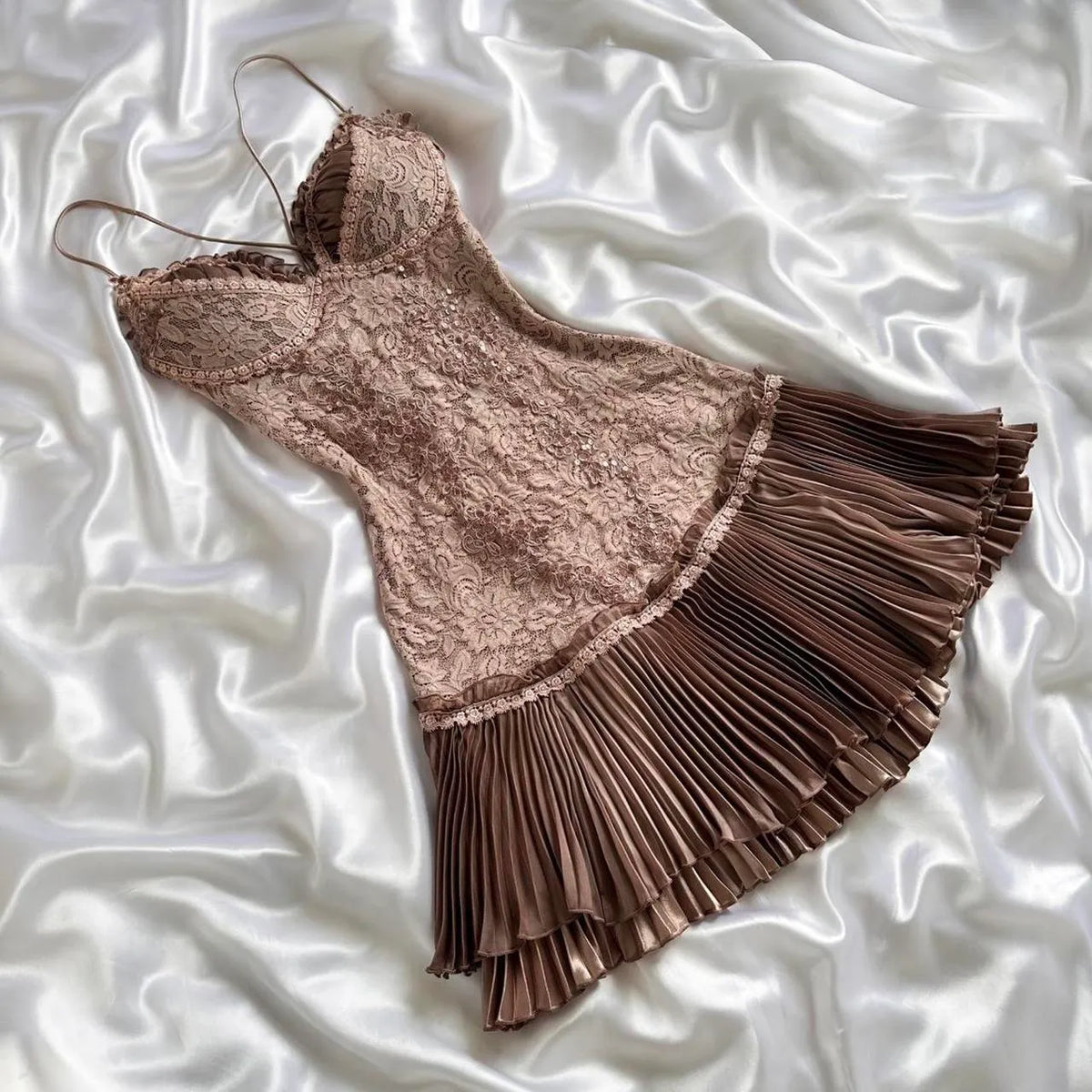 Brown Vintage Exquisite Lace Homecoming Dress Short Evening Dress Birthday Party Dress Prom Dress