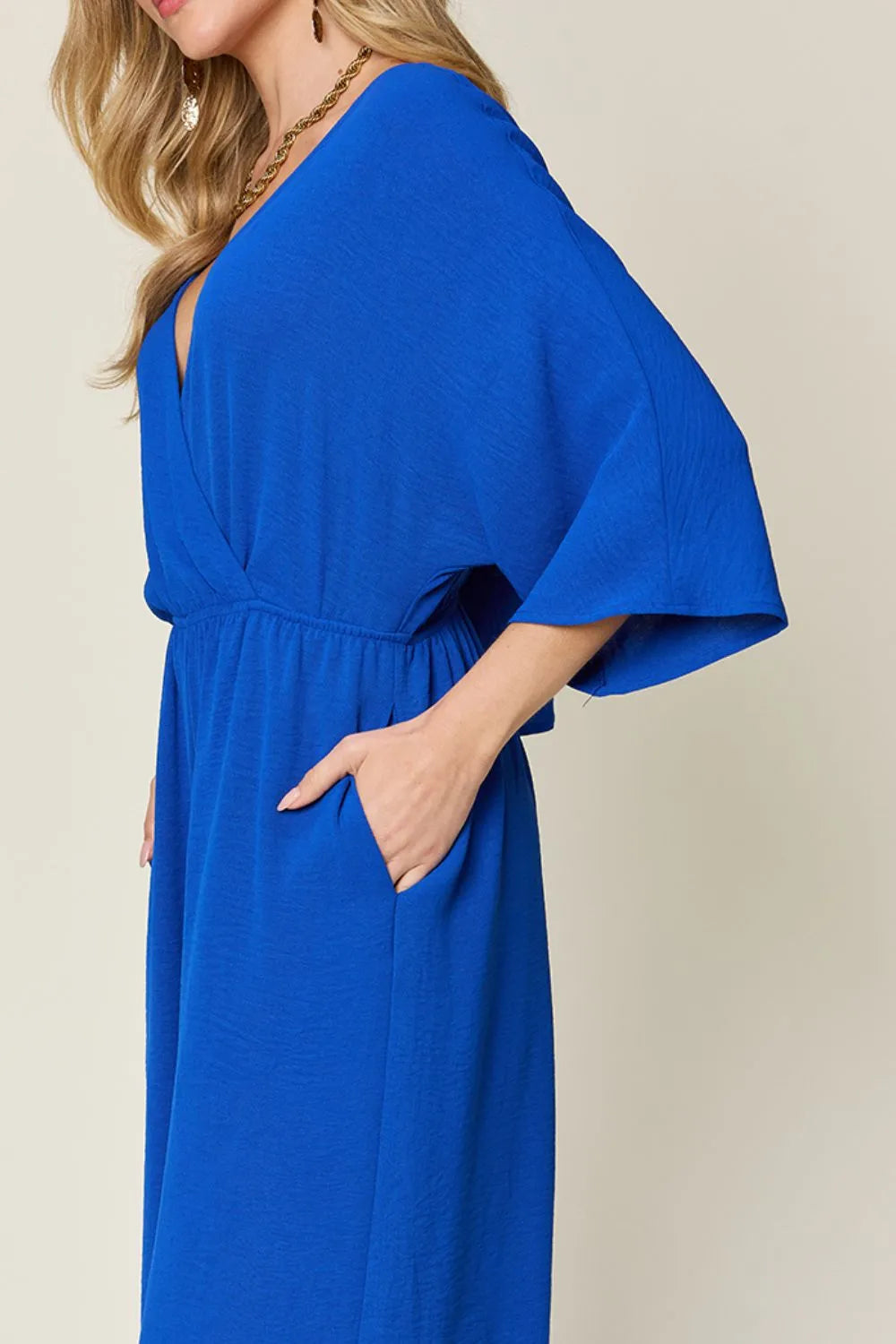 Surplice Wide Leg Jumpsuit with Pockets – Full Size