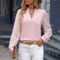 Blouse with Structured Sleeves and V-Neck