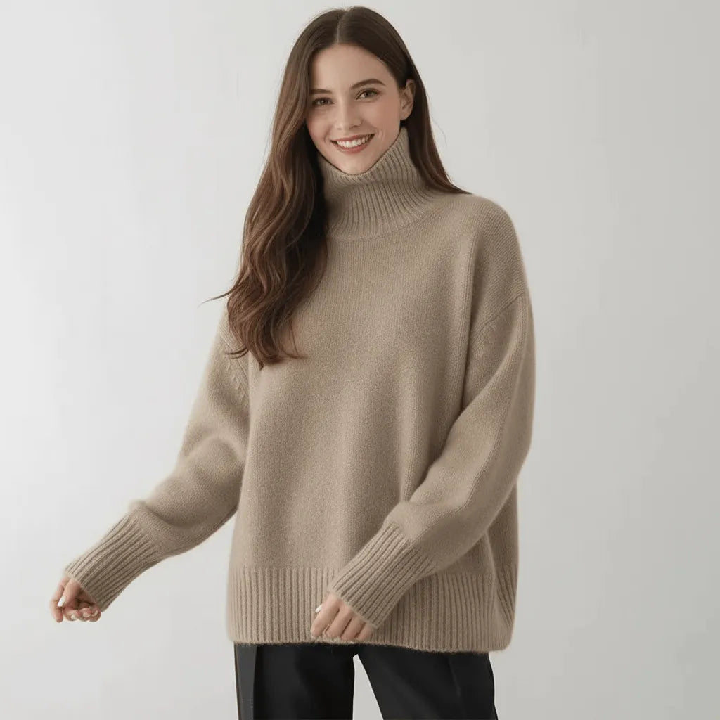 Warm Knitted Women's Turtleneck with Oversized Fit