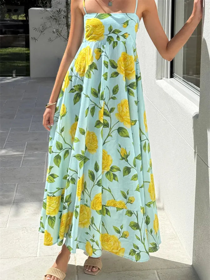 Women's Pleated Floral Midi Dress