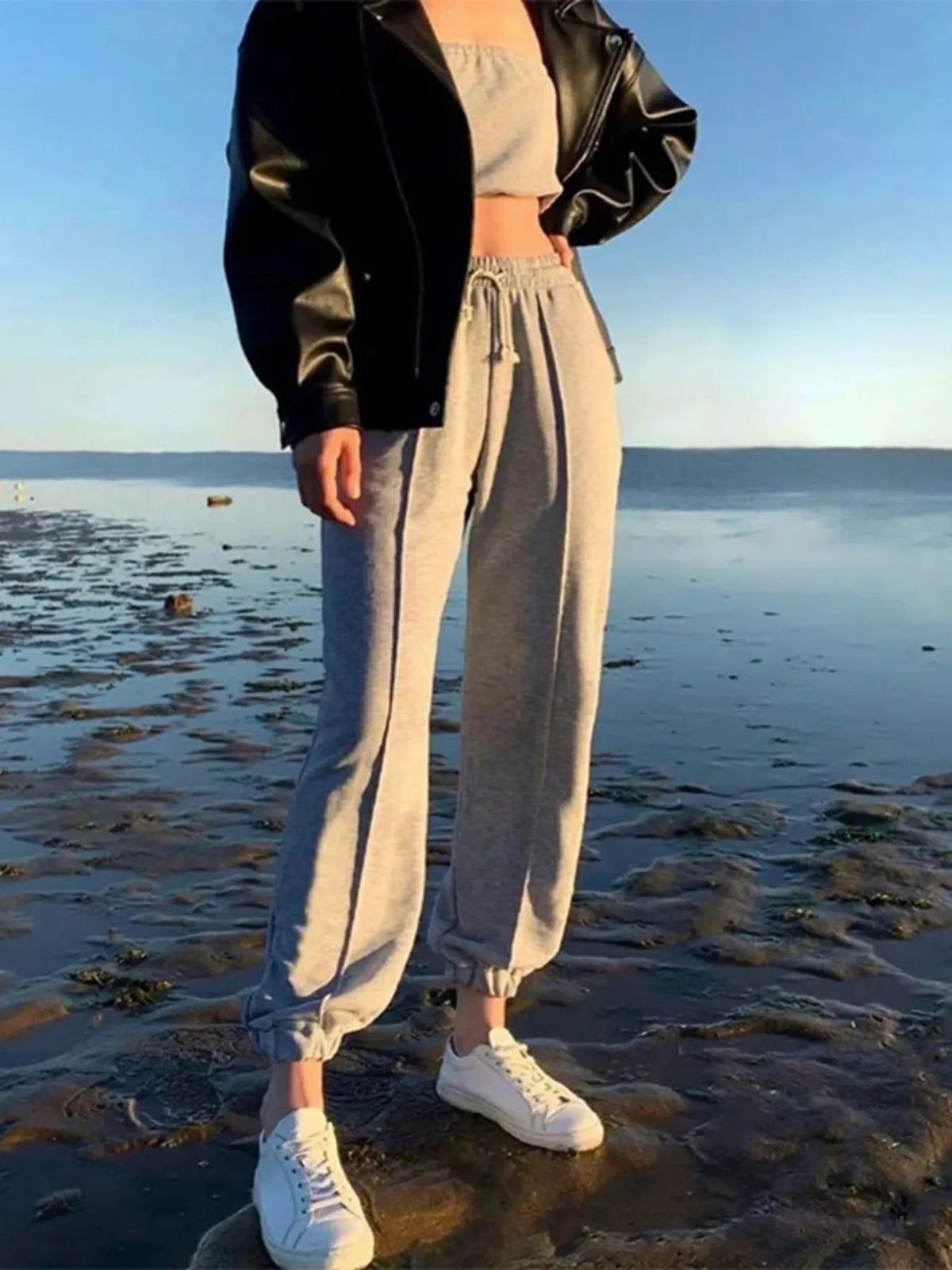 Jogger Pant Drawstring Tapered Leg Casual Chic Holiday
