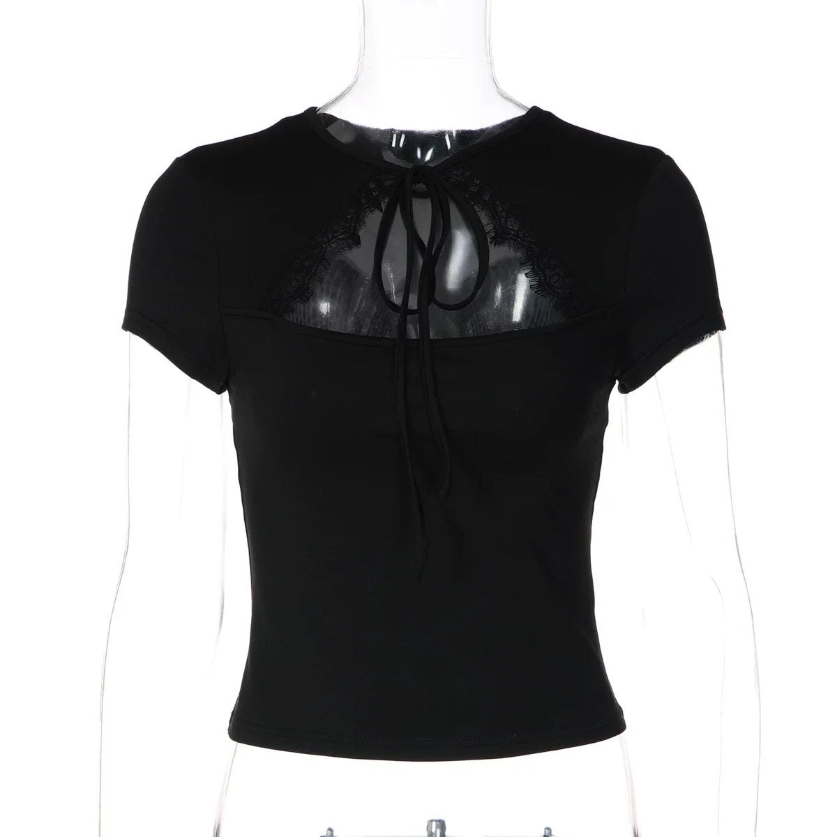 Samaira Lace Cut-Out Short Sleeve Top