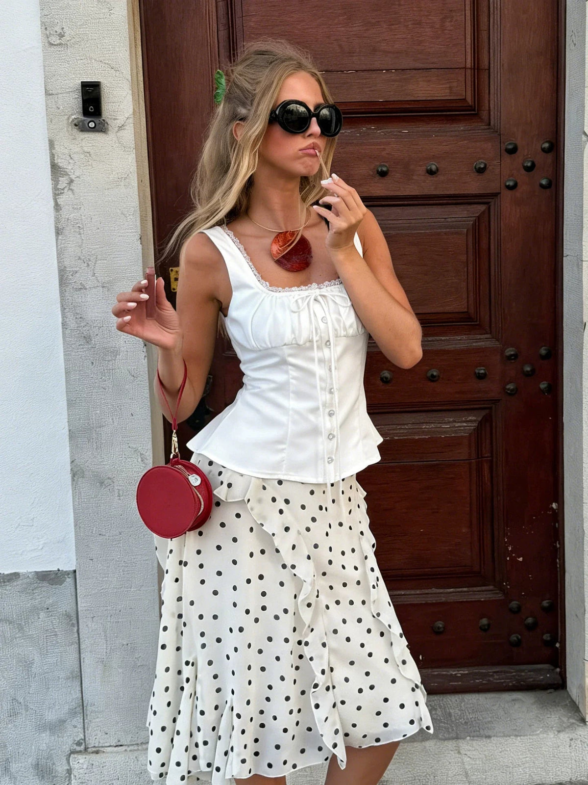 Kelis Lace Trim Ruched Tank