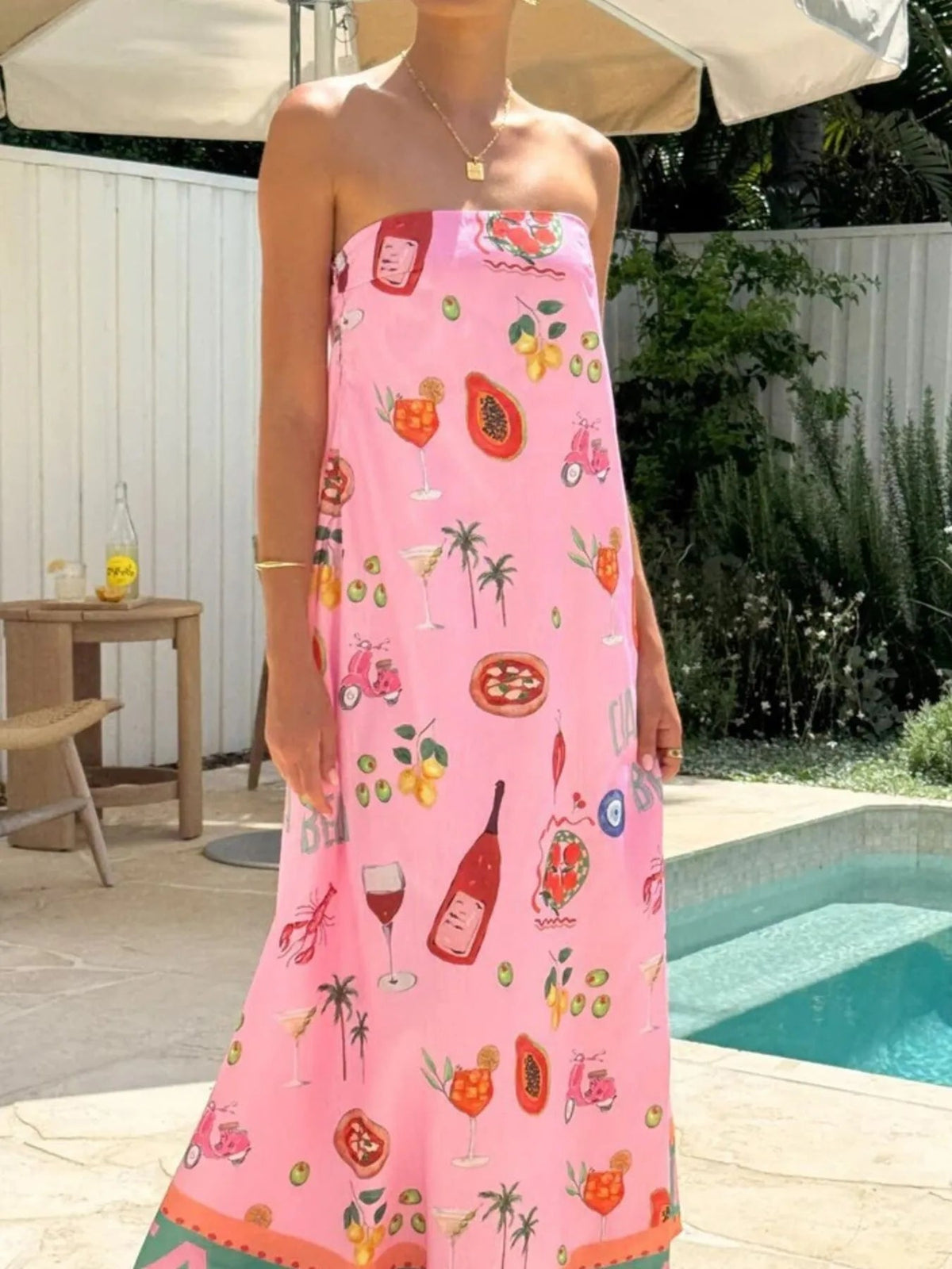 Maxi Dress Printed Beach Summer Vacation Vibrant Strapless