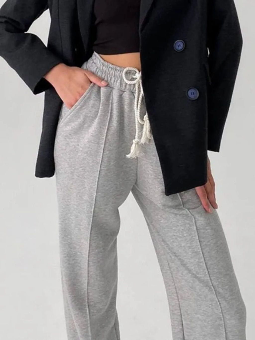 Jogger Pant Drawstring Tapered Leg Casual Chic Holiday