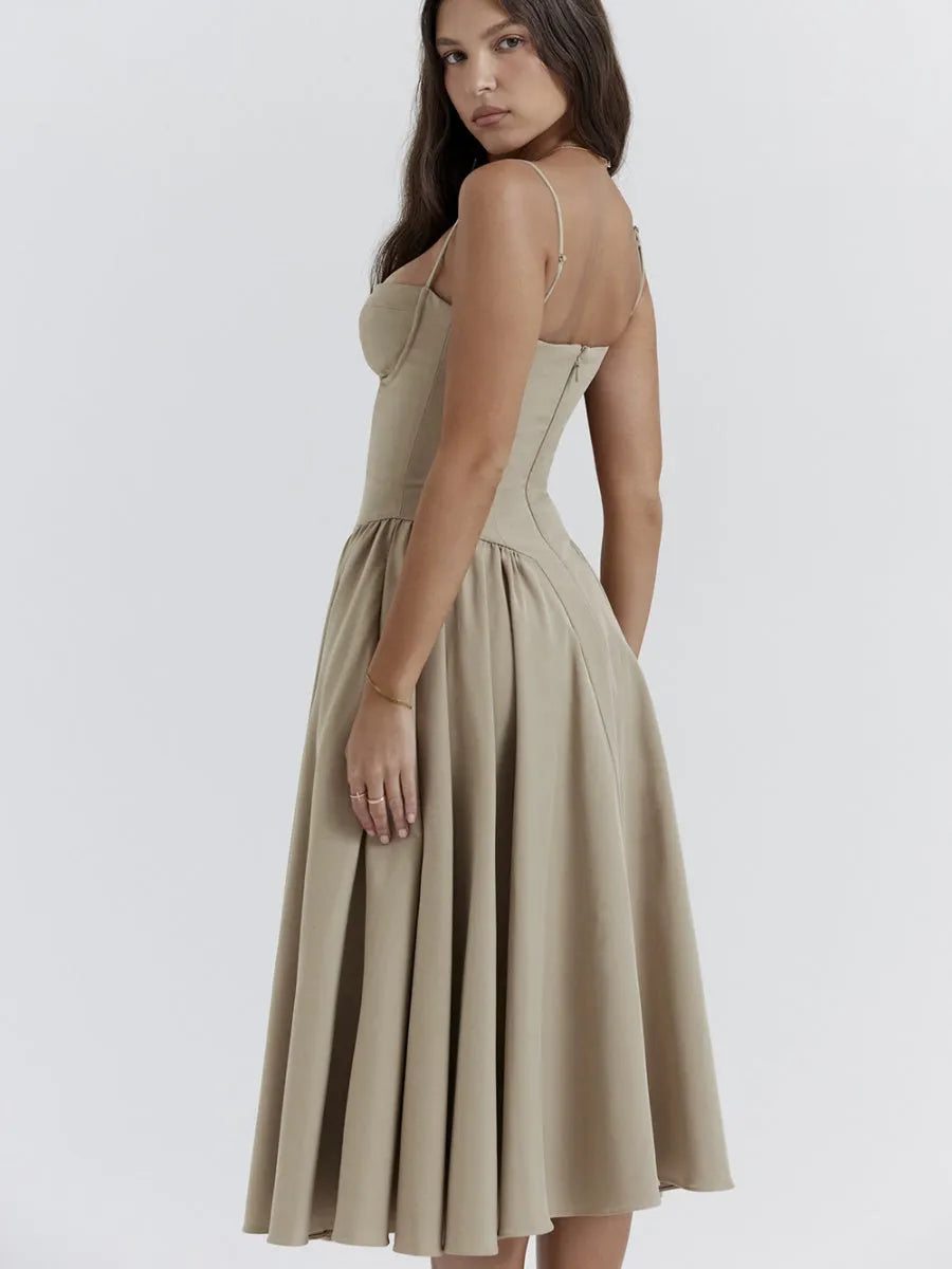 Camisoles Big Swing Solid Color Midi Dresses