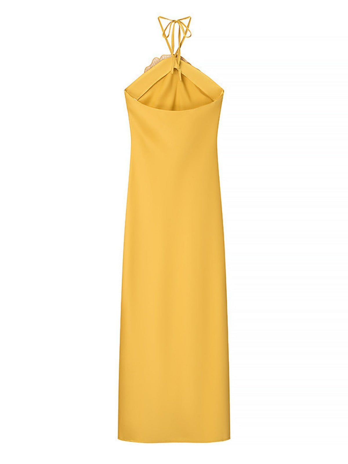 Rhinestone 3D Flower Halter Neck And Backless Satin Maxi Dresses