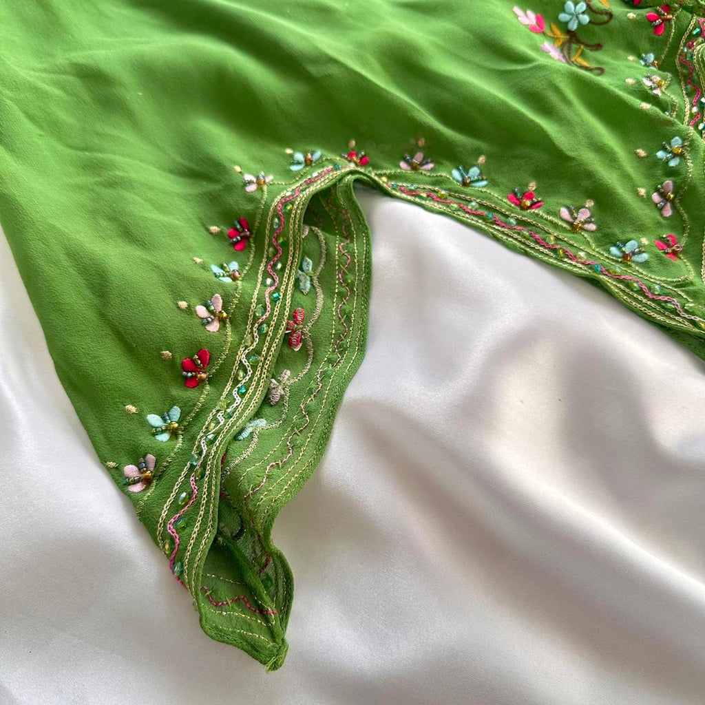 Grass Green Exquisite Floral Embroidery Spring Fairy Retro Fashion Spaetti Strap Midi satin Ball Gown Evening Dress Birthday Party Dress Prom Dress