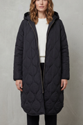 Harper Hooded Wave Quilted Longline Puffer Coat