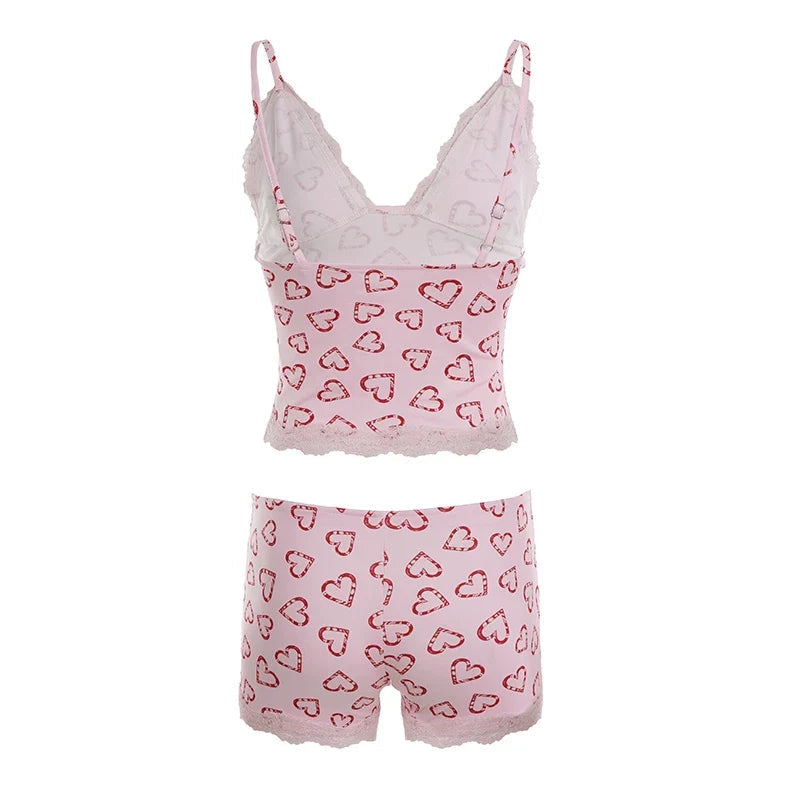 Harlow Heart Print Lace Set