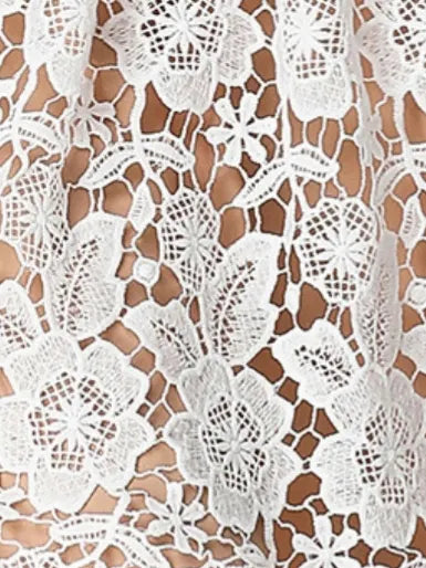 Hollow-out Water-soluble Lace Midi Dress