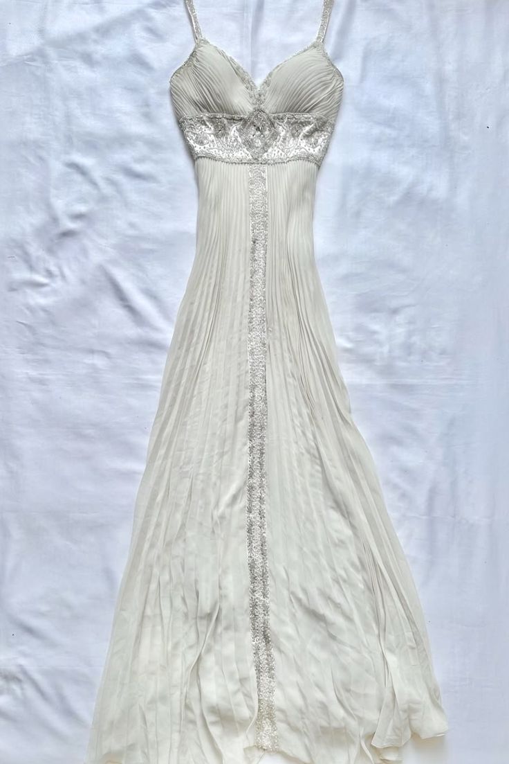 Exquisite beaded chiffon vintage white dress prom dress fairy dress