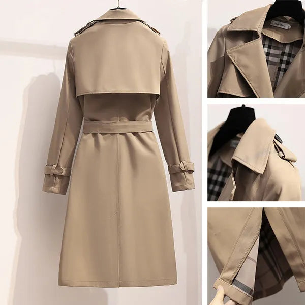 Women's Waterproof Long Trench Coat with Belt