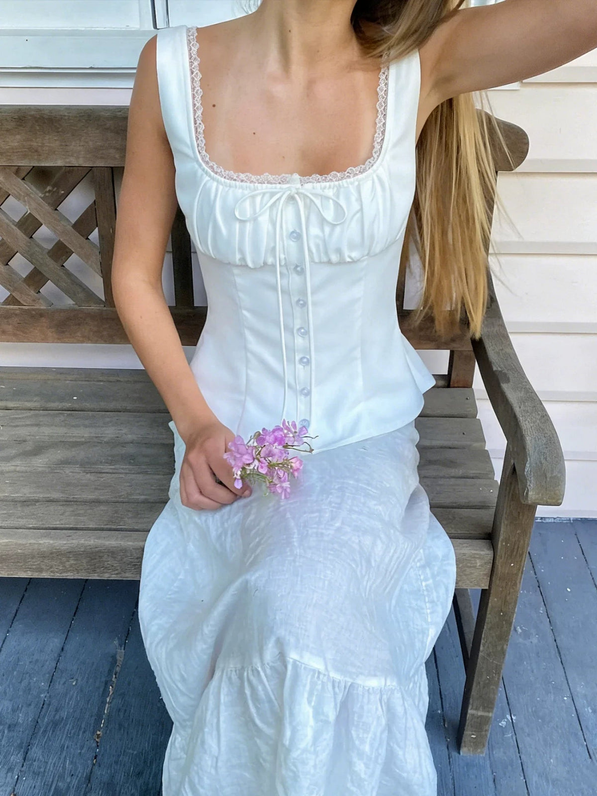 Kelis Lace Trim Ruched Tank