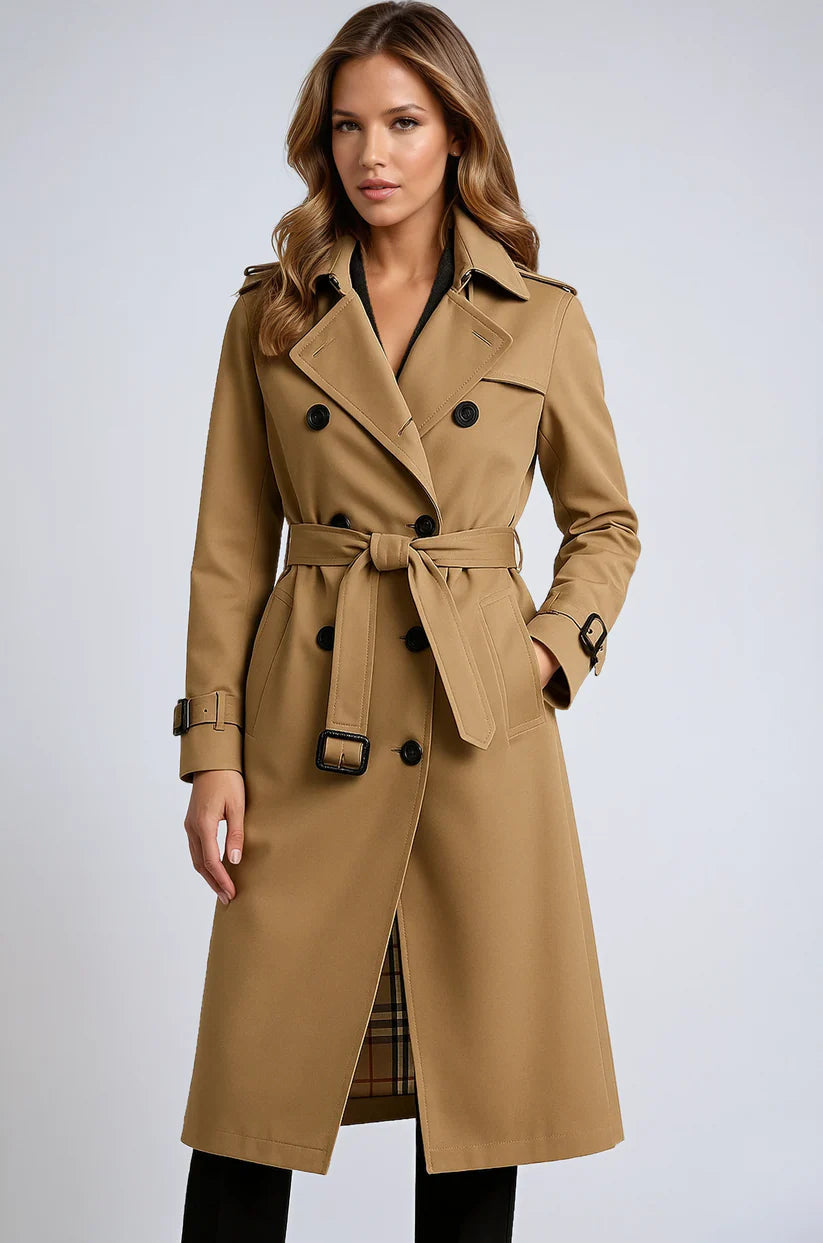 Women's Waterproof Long Trench Coat with Belt