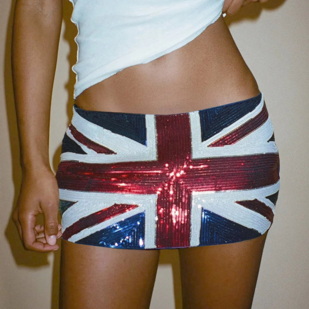 UK Flag Sequin Mini Skirt
