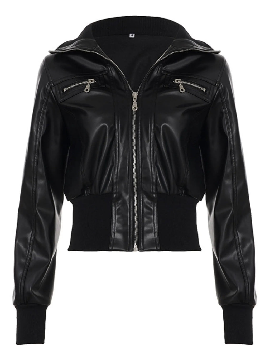 PU Leather Lapel Pocket Patchwork Slim Fit Jackets