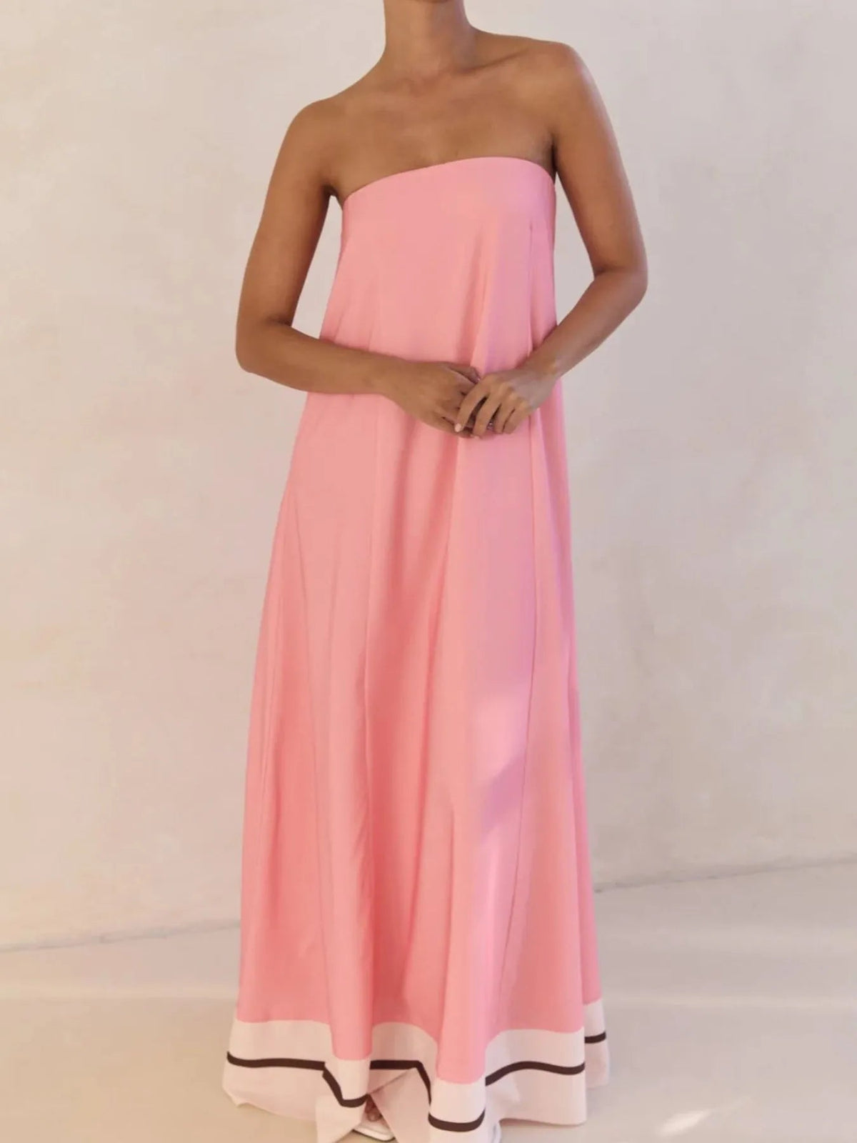 Maxi Dress Smocked Strapless Printed Off-The-Shoulder