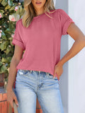 T-Shirt Casual Ribbed Knit Loose Fit Everyday Athleisure