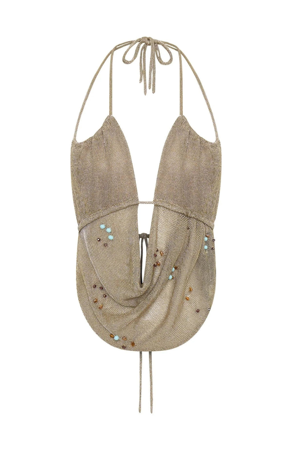 Kaleena Gold Shimmer Halter Top