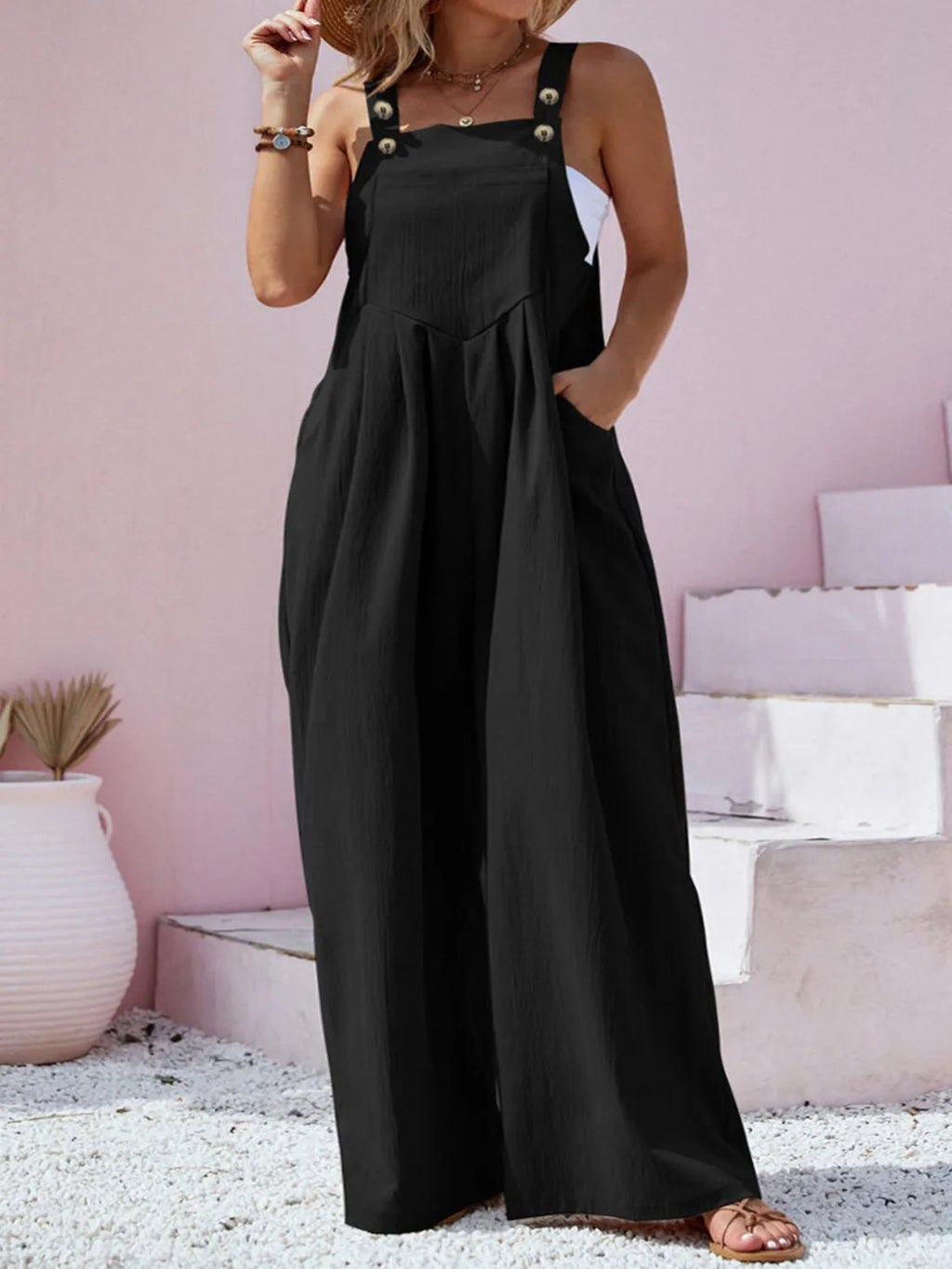 Overalls Boho Wide Leg Jumpsuit Flattering Vacation