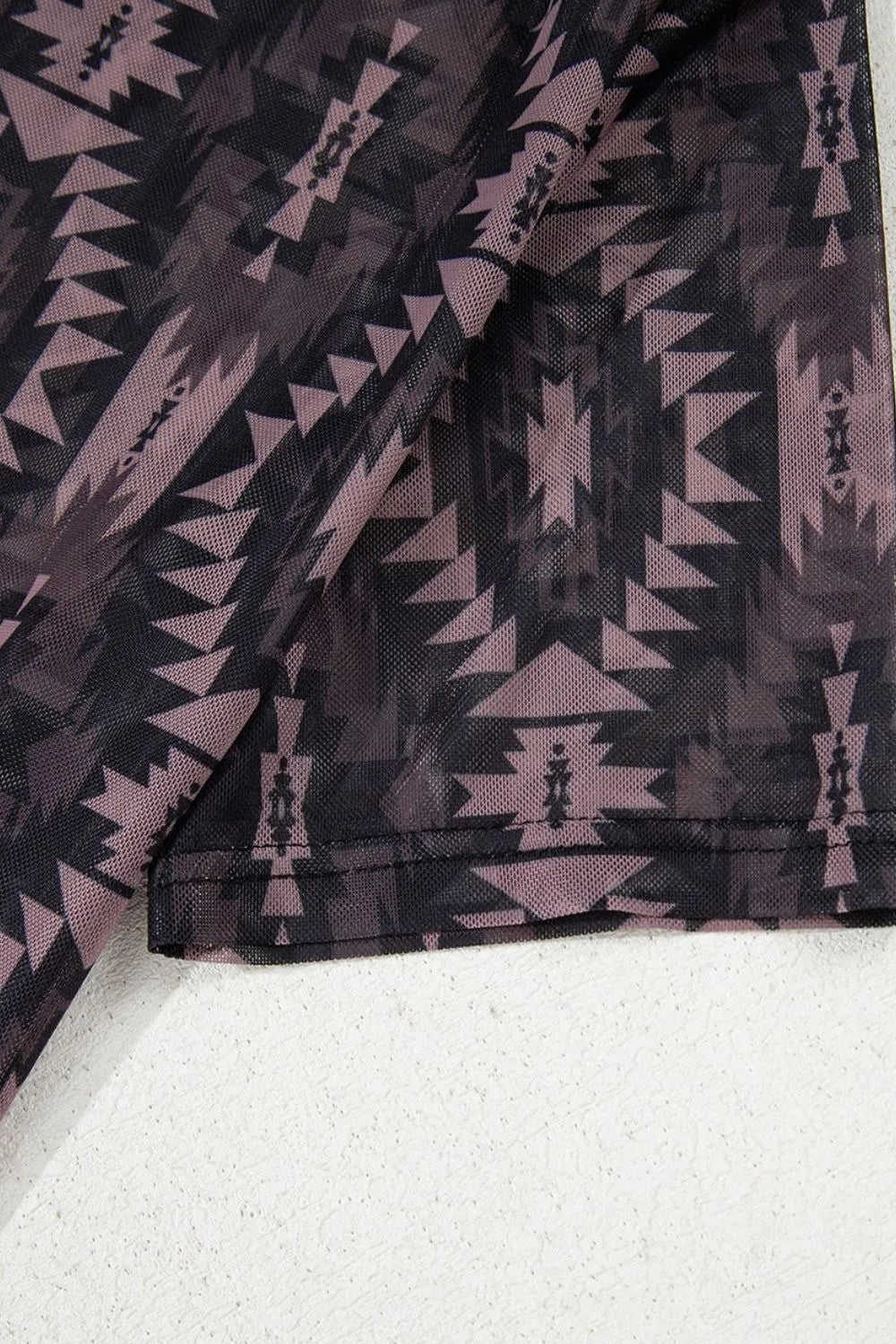 T-Shirt Geometric Print Mock Neck Casual Comfy Boho