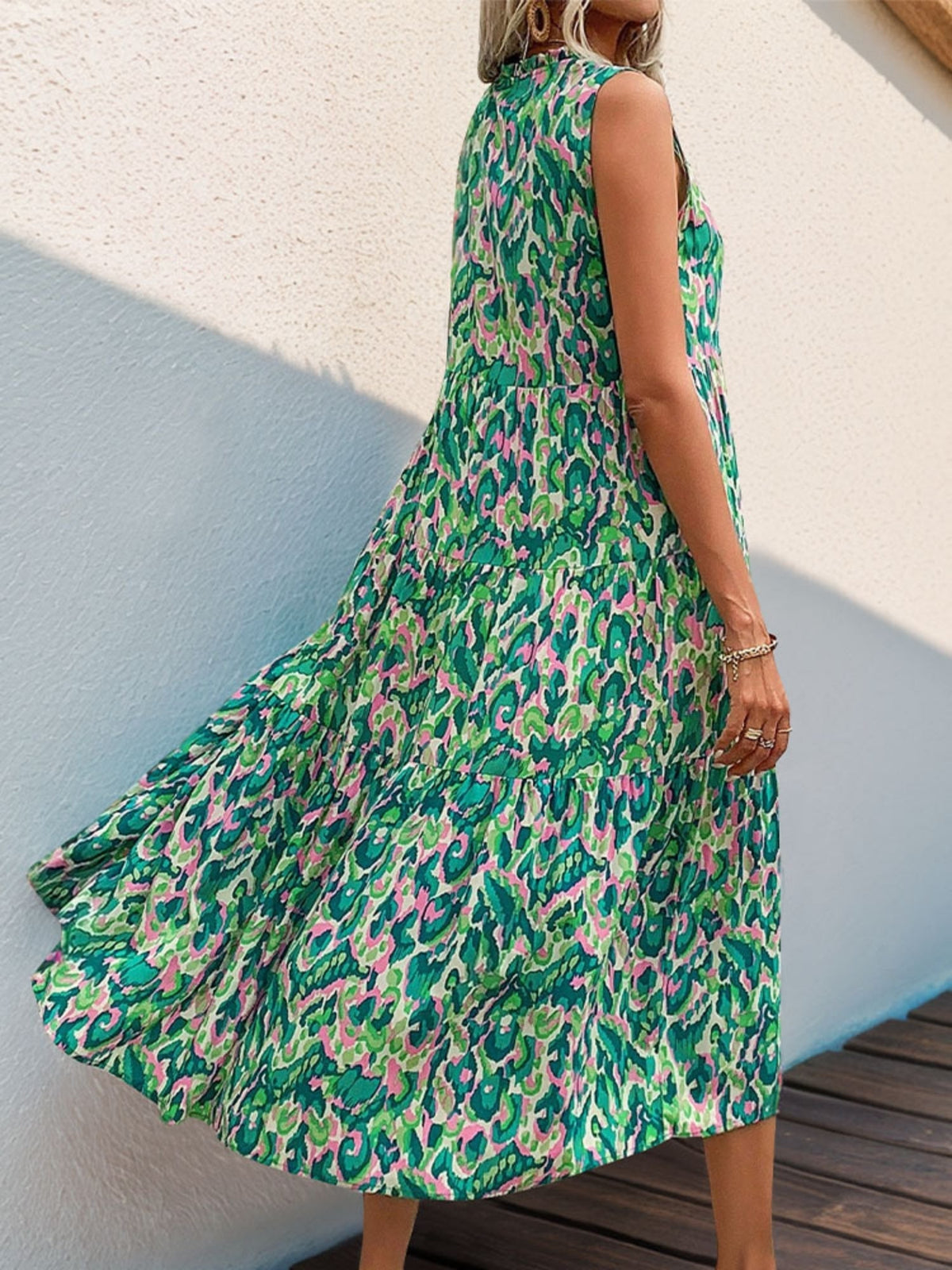 Printed Tassel V-neck Sleeveless Maxi Dresses