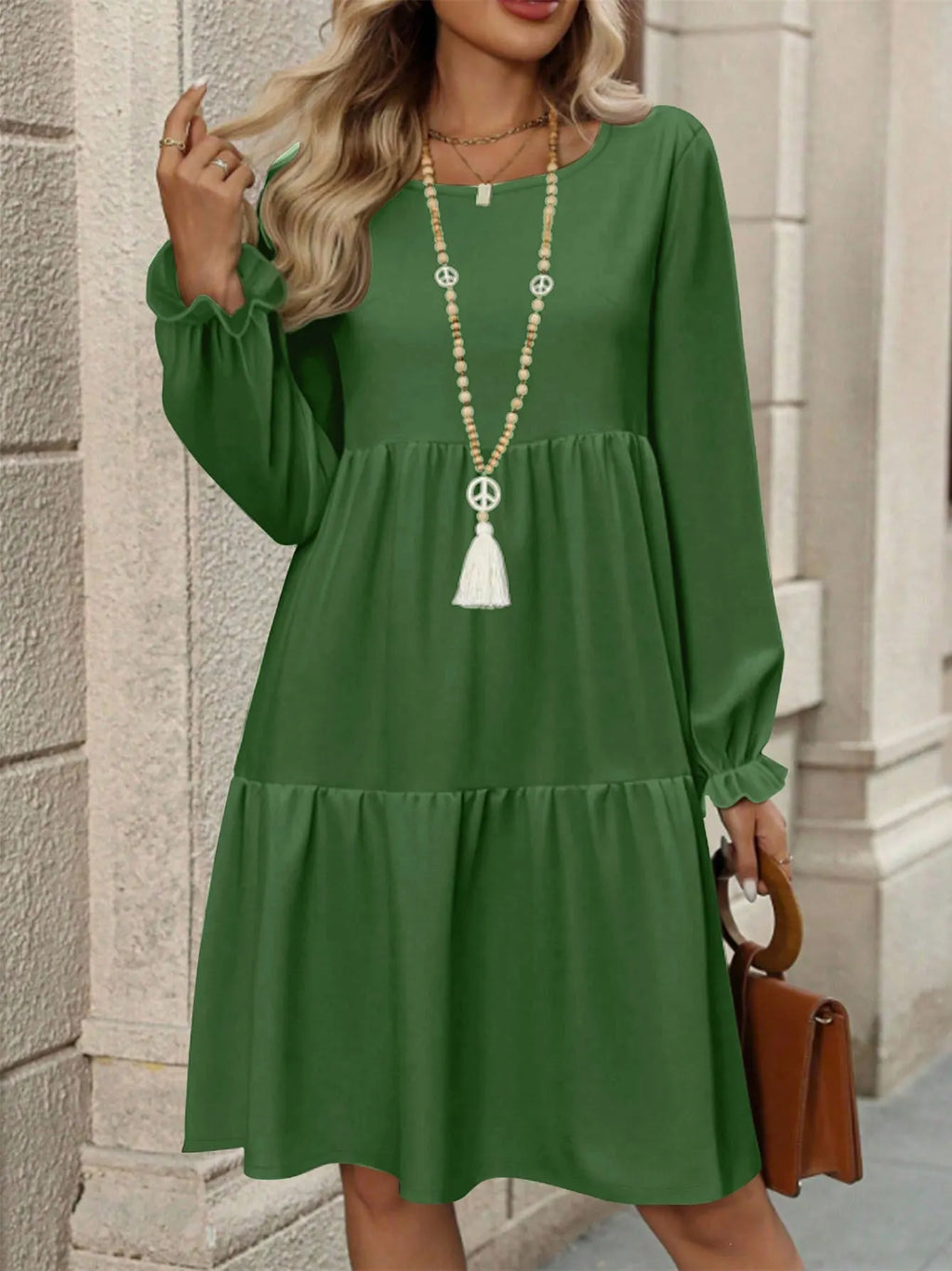 Solid Color Short Dress