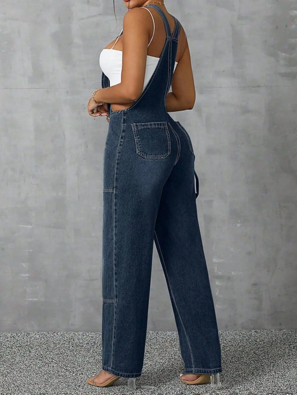 Zip Front Denim Overalls – Wide Strap Street Style