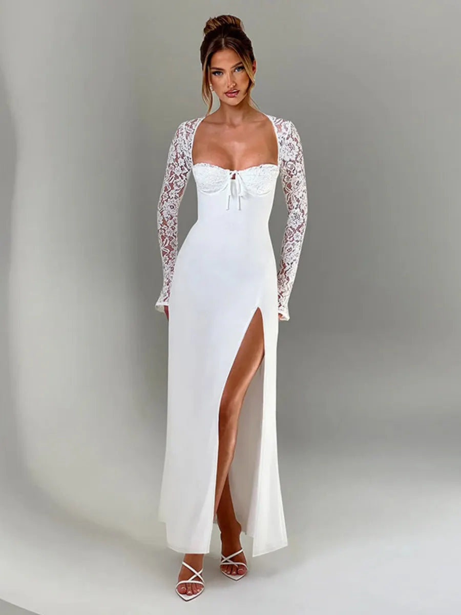 High Slit Lace Formal Dress Maxi Dresses