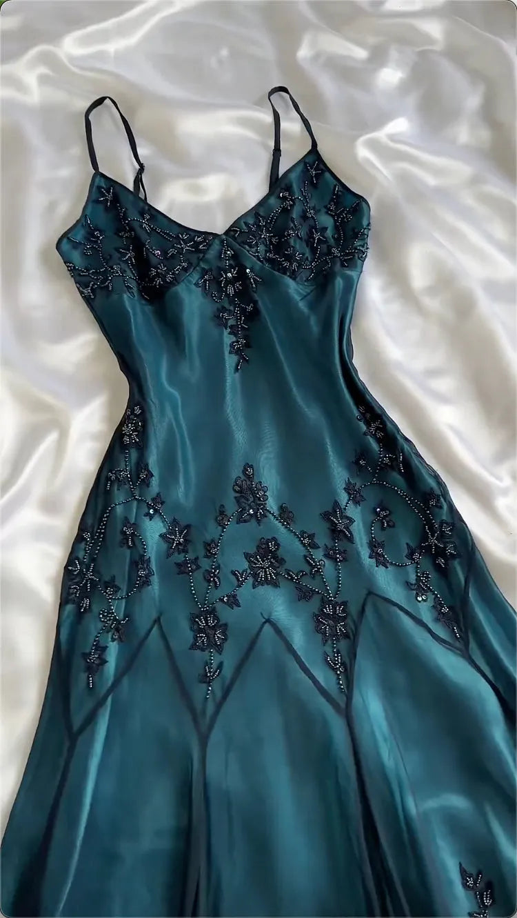 Peacock blue gorgeous vintage exquisite beaded spaetti strap short chiffon ball gown evening dress party dress homecoming dress