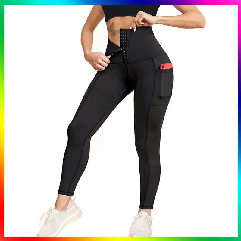 Women Fashion Casual Tight High-Waist Pocket Yoga Pants