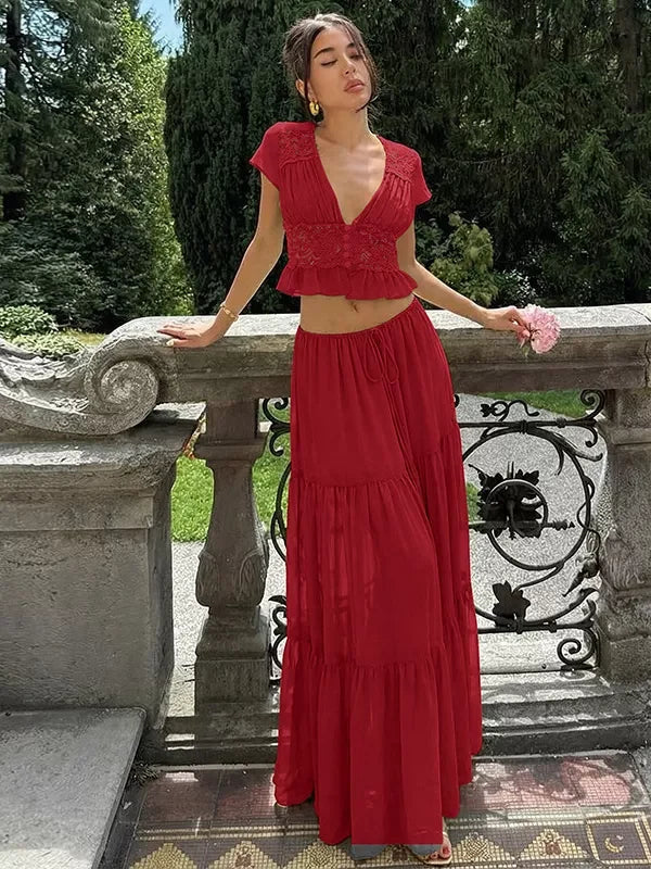 Jaiden Chiffon Lace Maxi Set