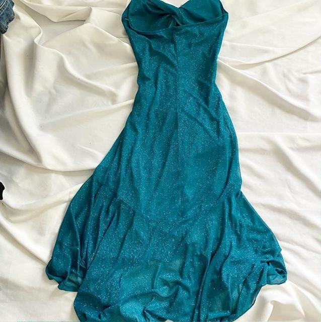 Blue Sparkling Fairy Short Chiffon Homecoming Dress Birthday Dress