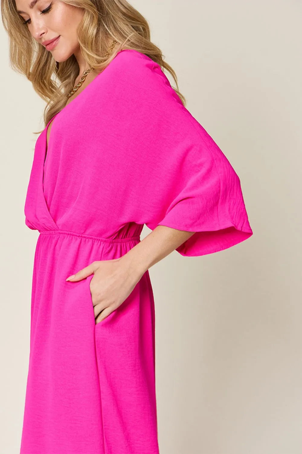 Surplice Wide Leg Jumpsuit with Pockets – Full Size