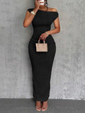 Bodycon Maxi Dress Comfort Summer Elegant Party One-Shoulder