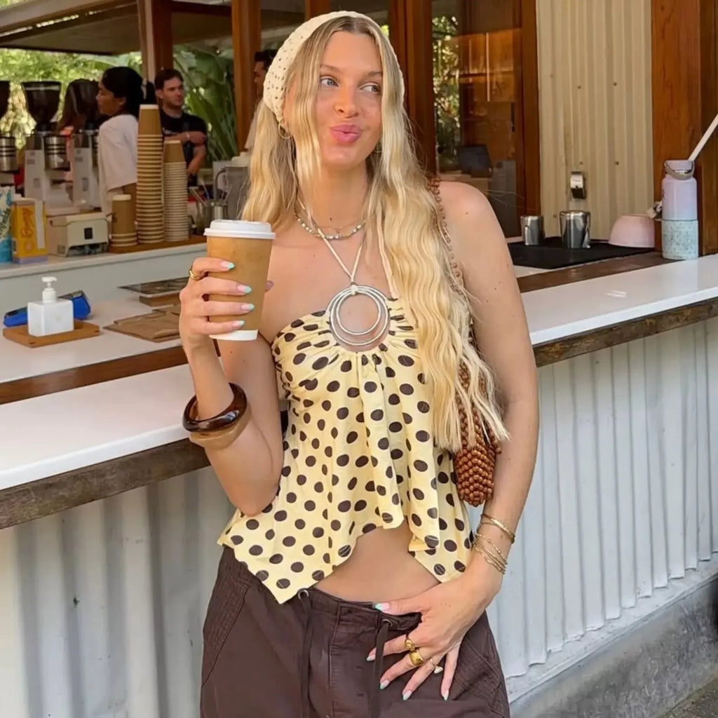 Ellaina Polka Dot Halter Top