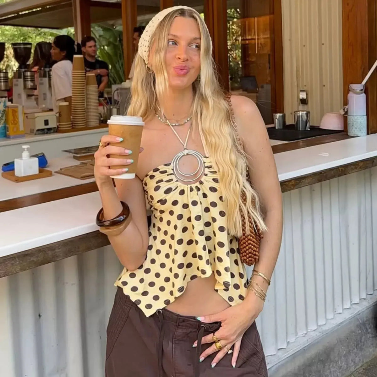 Ellaina Polka Dot Halter Top