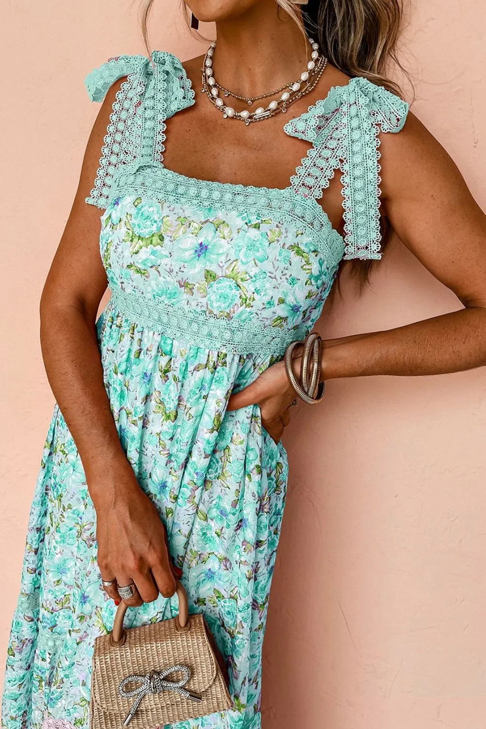 Maxi Dress Floral Lace Detail Chic Elegant Cocktail
