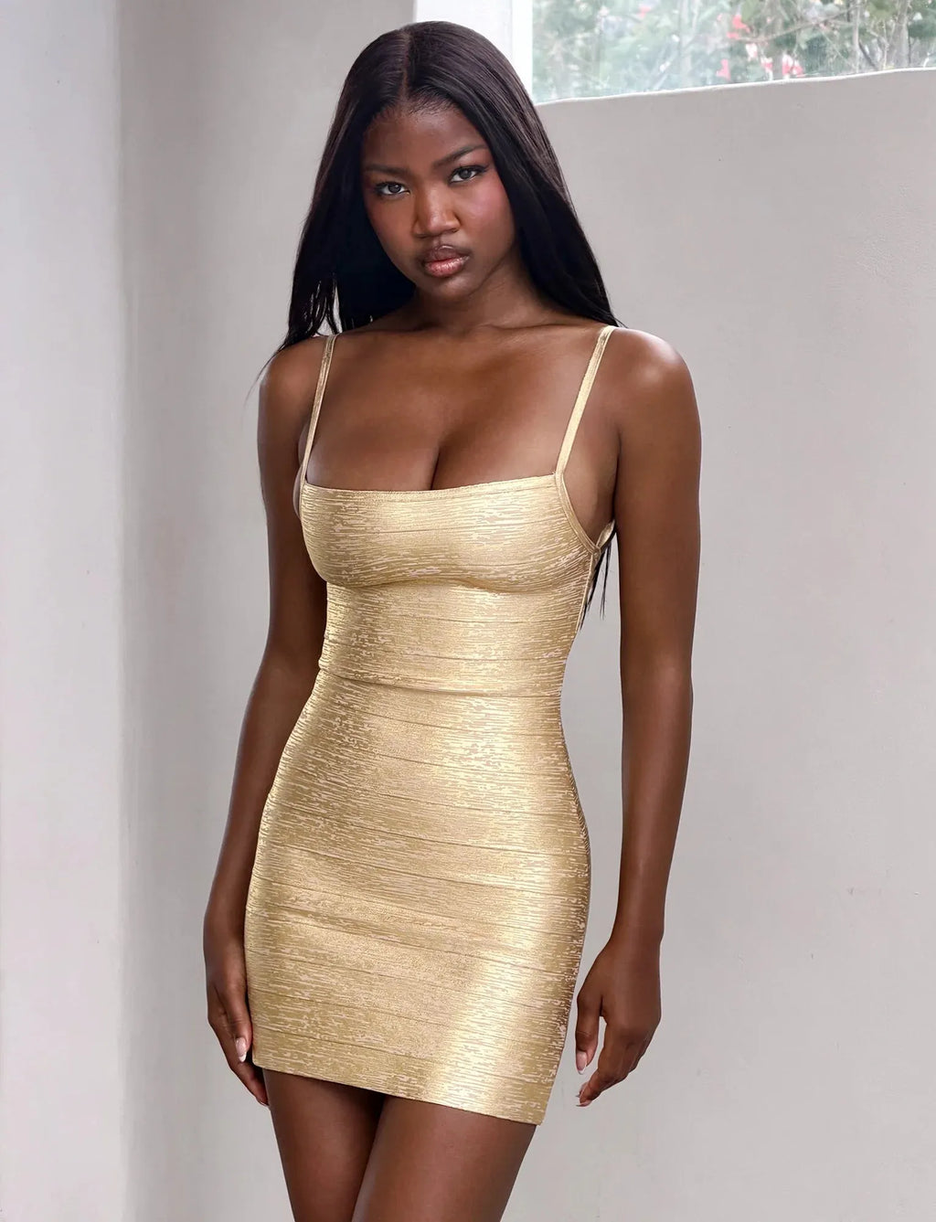 Camrynn Metallic Bandage Mini Dress