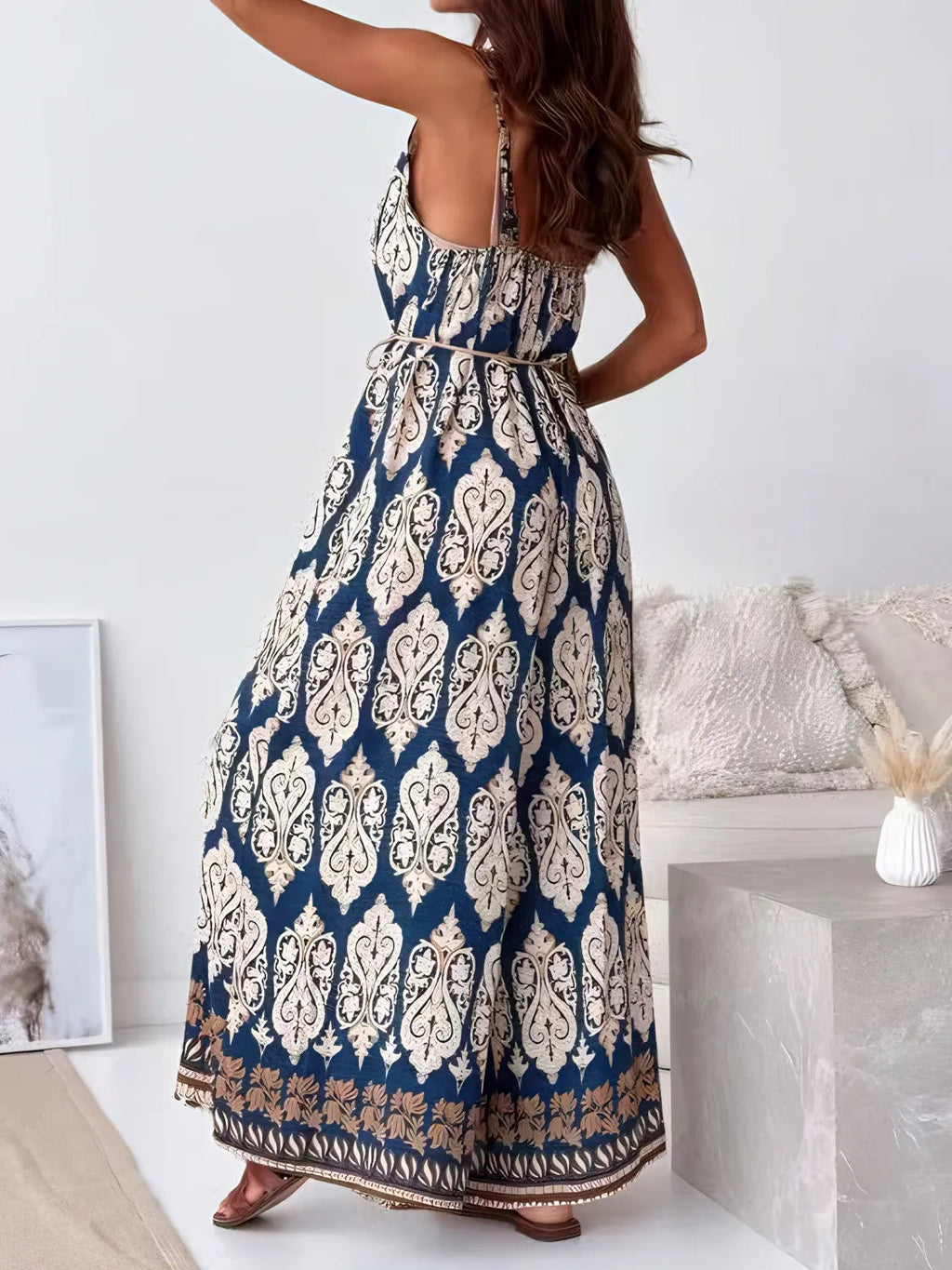 Boho V-Neck Wide Leg Jumpsuit